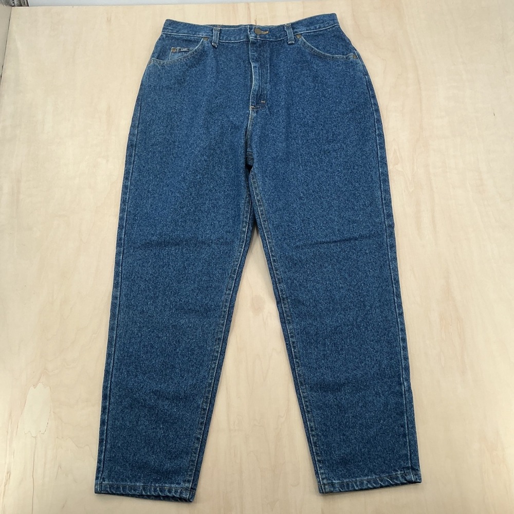 Vintage Lee High Waisted Tapered Mom Jeans Womens 29x28 Blue Cotton Made in USA